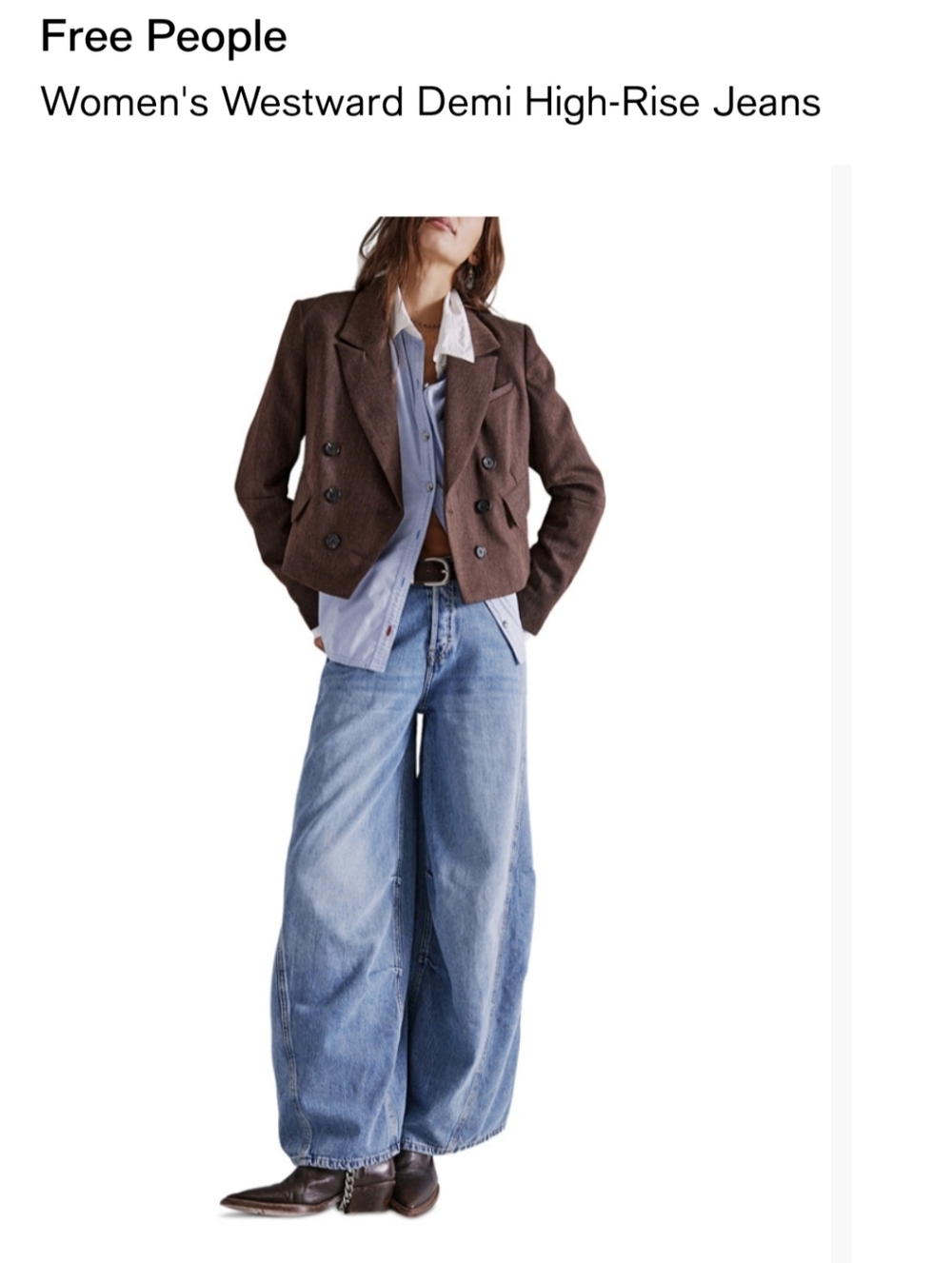 Free People Women Demi High Rise Wide Jeans Sz 27 NWT$148